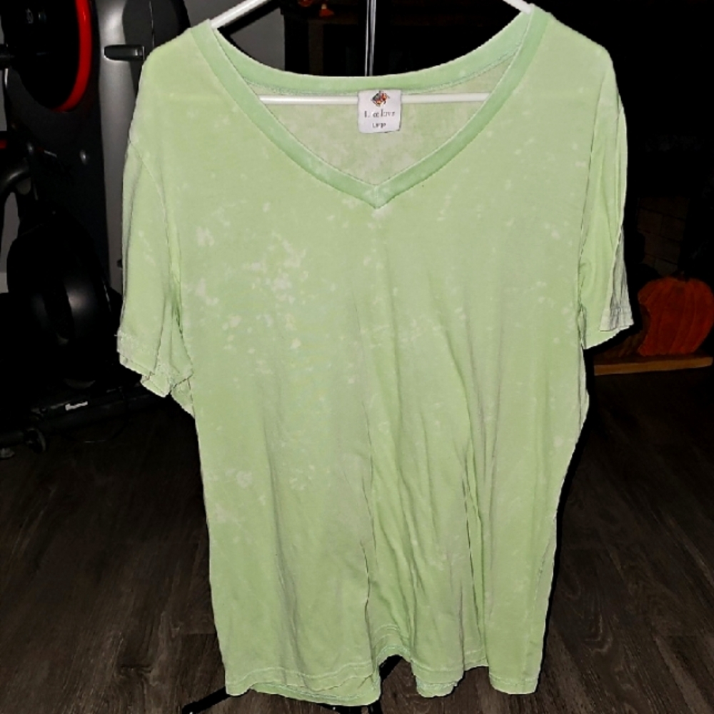 Like LOVE mineral Washed Green Vneck Tshirt!